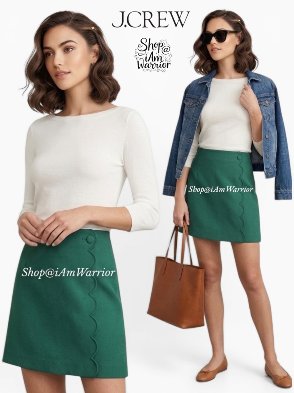 J.Crew teal a-line scalloped faux wrap mini skirt *shop@iamwarrior